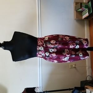 Wine Colored Floral Skirt